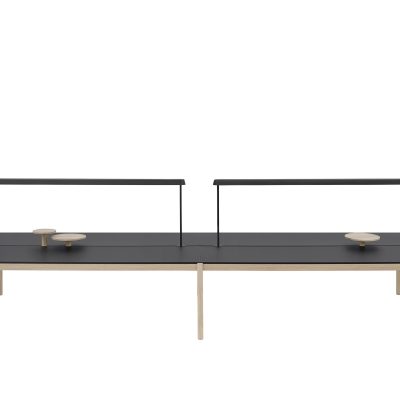 Linear-system-table-config-2-black-laminate-oak-w-accessories-lighting-Muuto-5000x3750-hi-res